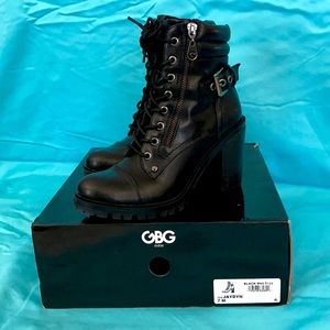 GBG Guess Jayden black heeled combat boots Sz 7